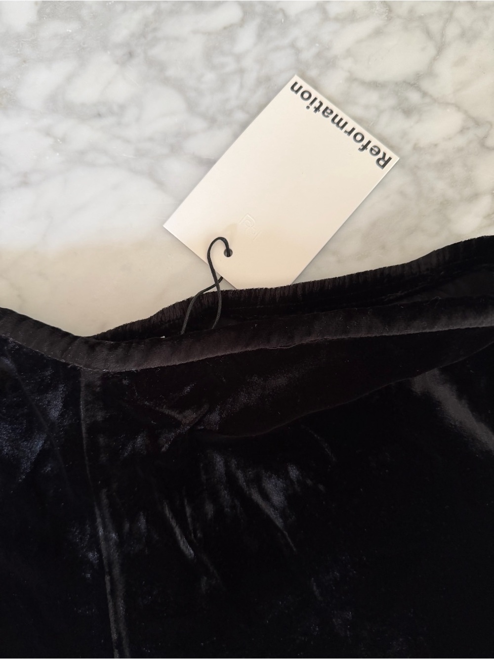 Reformation Velvet Fern Shorts - Black with Lace Trim - Picture 3 of 4